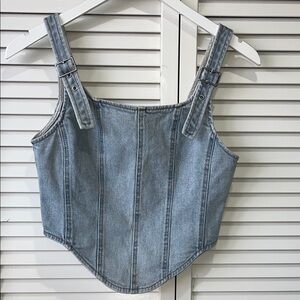 Light Blue Denim Crop Top